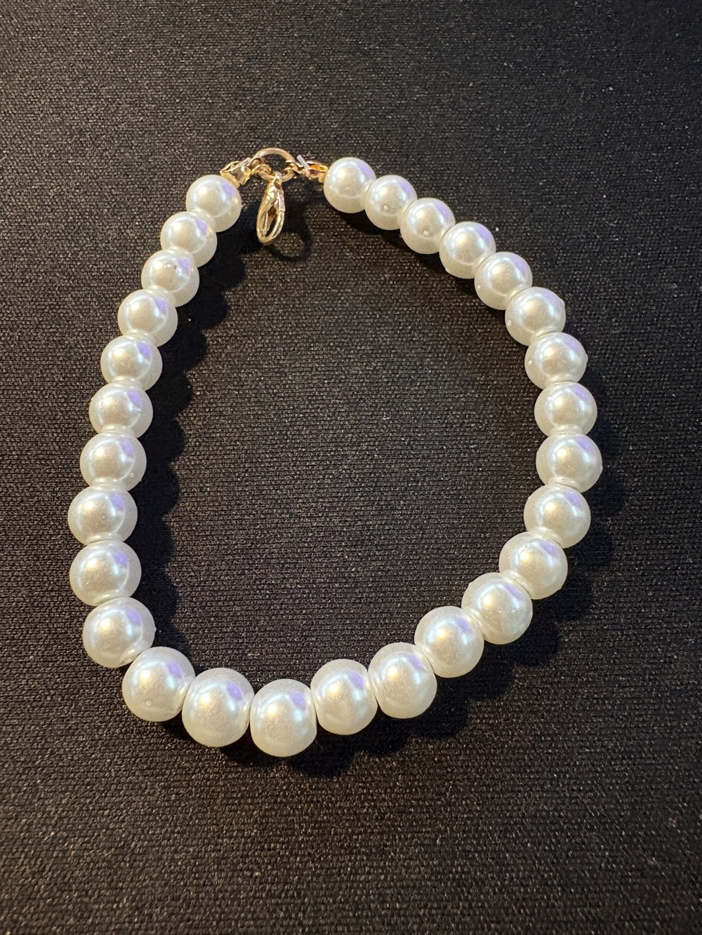 Classic White Faux Pearl Bracelet with Gold Clasp - Women Jewelry